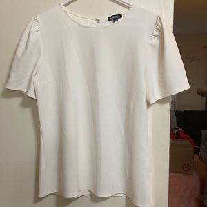 Express White Puff Sleeve Top Size Large